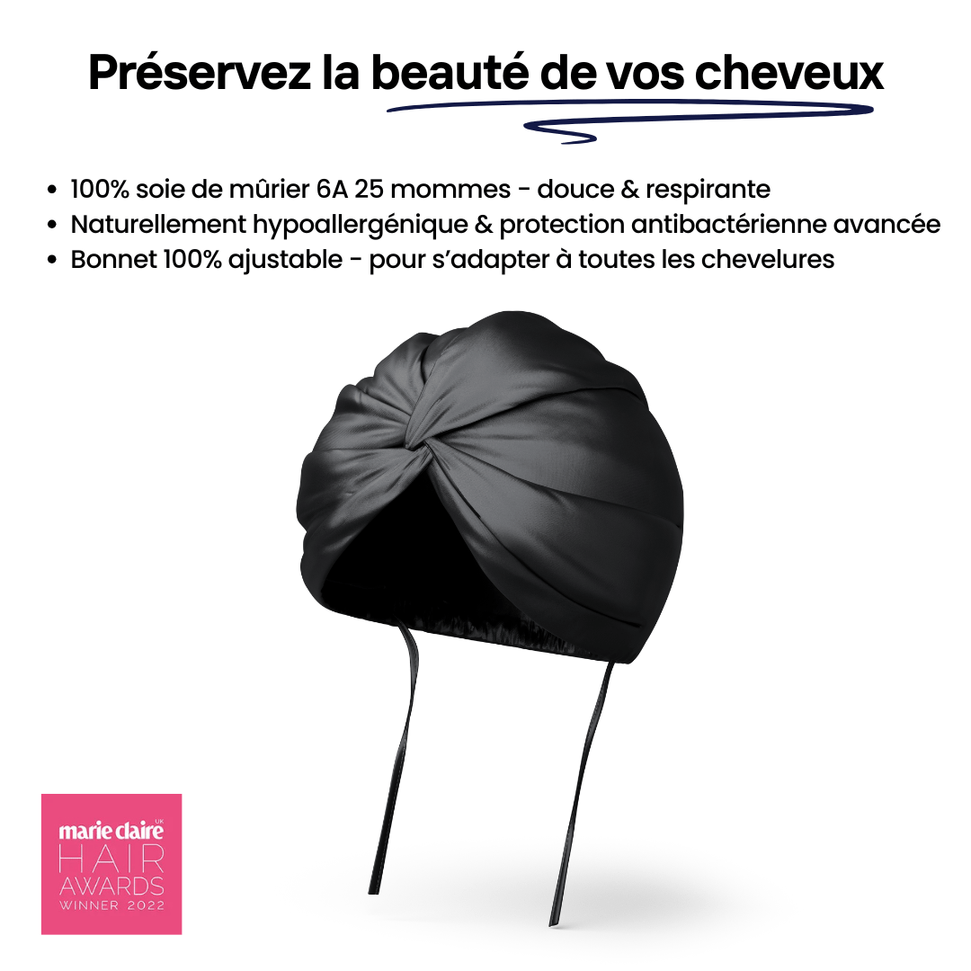 Bonnet en Soie Premium - Nº45 Éternelle Nuit - NUITE®