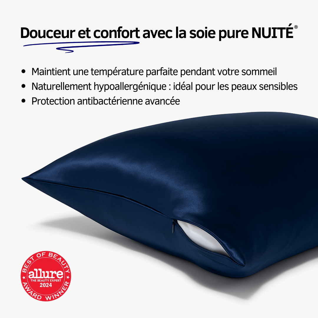 Taie d'Oreiller en Soie Premium - Nº19 Ciel de Minuit - NUITE®