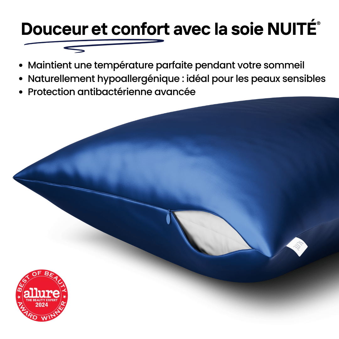 Taie d'Oreiller en Soie Premium - Nº19 Ciel de Minuit - NUITE®