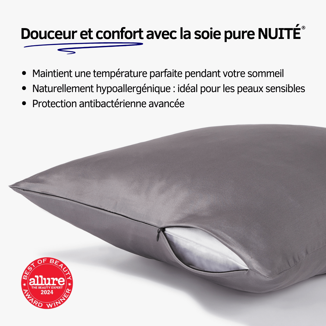 Taie d'Oreiller en Soie Premium - Nº45 Éternelle Nuit - NUITE®