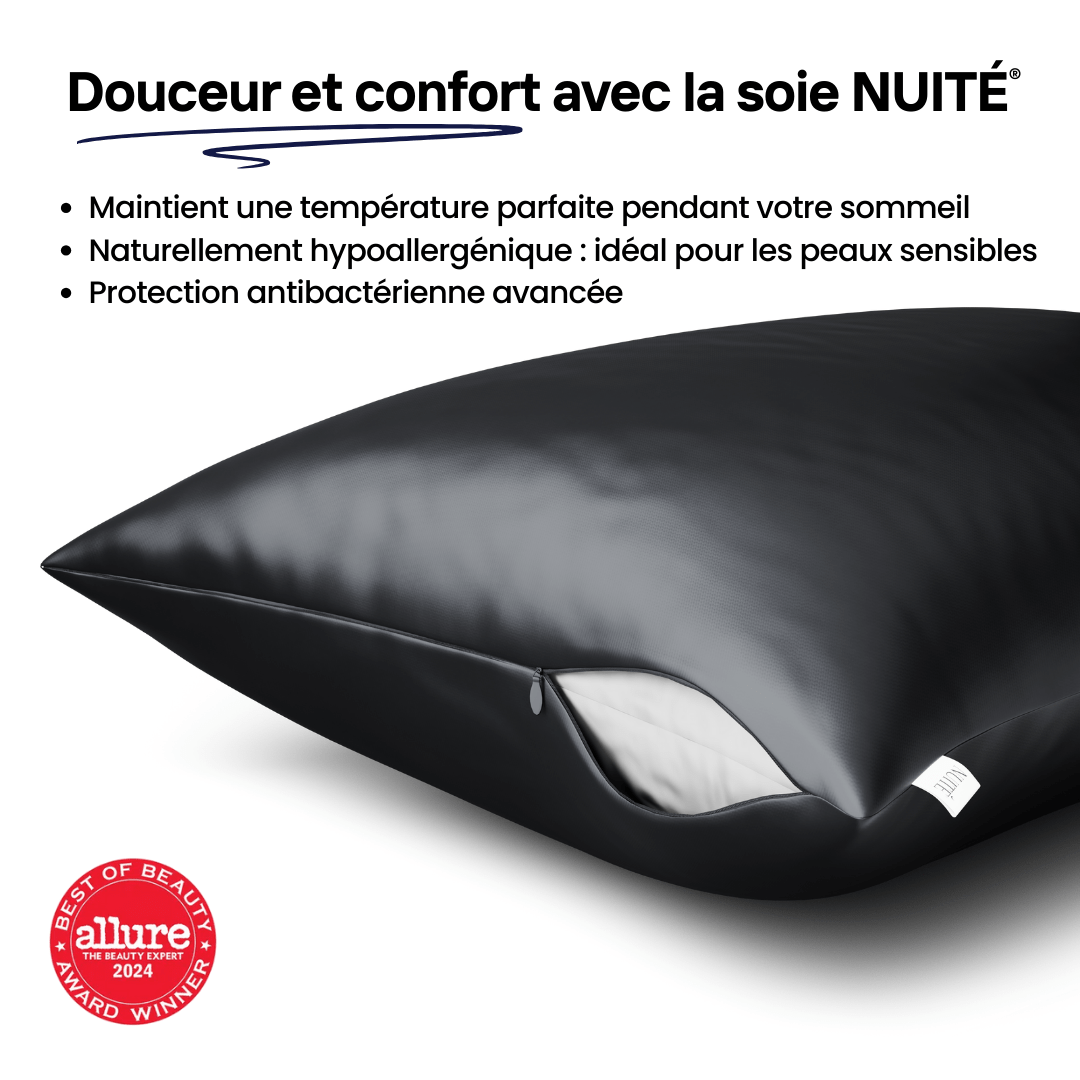 Taie d'Oreiller en Soie Premium - Nº45 Éternelle Nuit - NUITE®